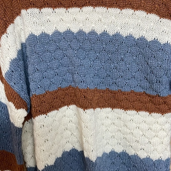 Blu Pepper size Large Multicolor Striped Super Soft Mock-neck Oversized Sweater - Picture 4 of 8